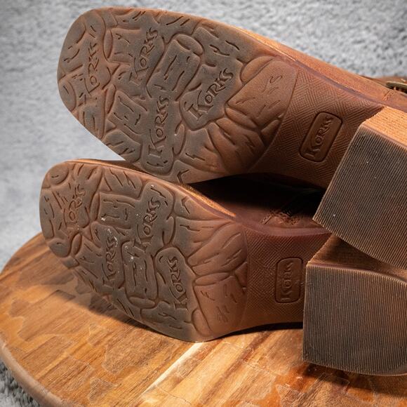 Korks Meehan Mid Shaft Brown Leather Distressed Block Heel Buckle Zip 9 M - Picture 7 of 8